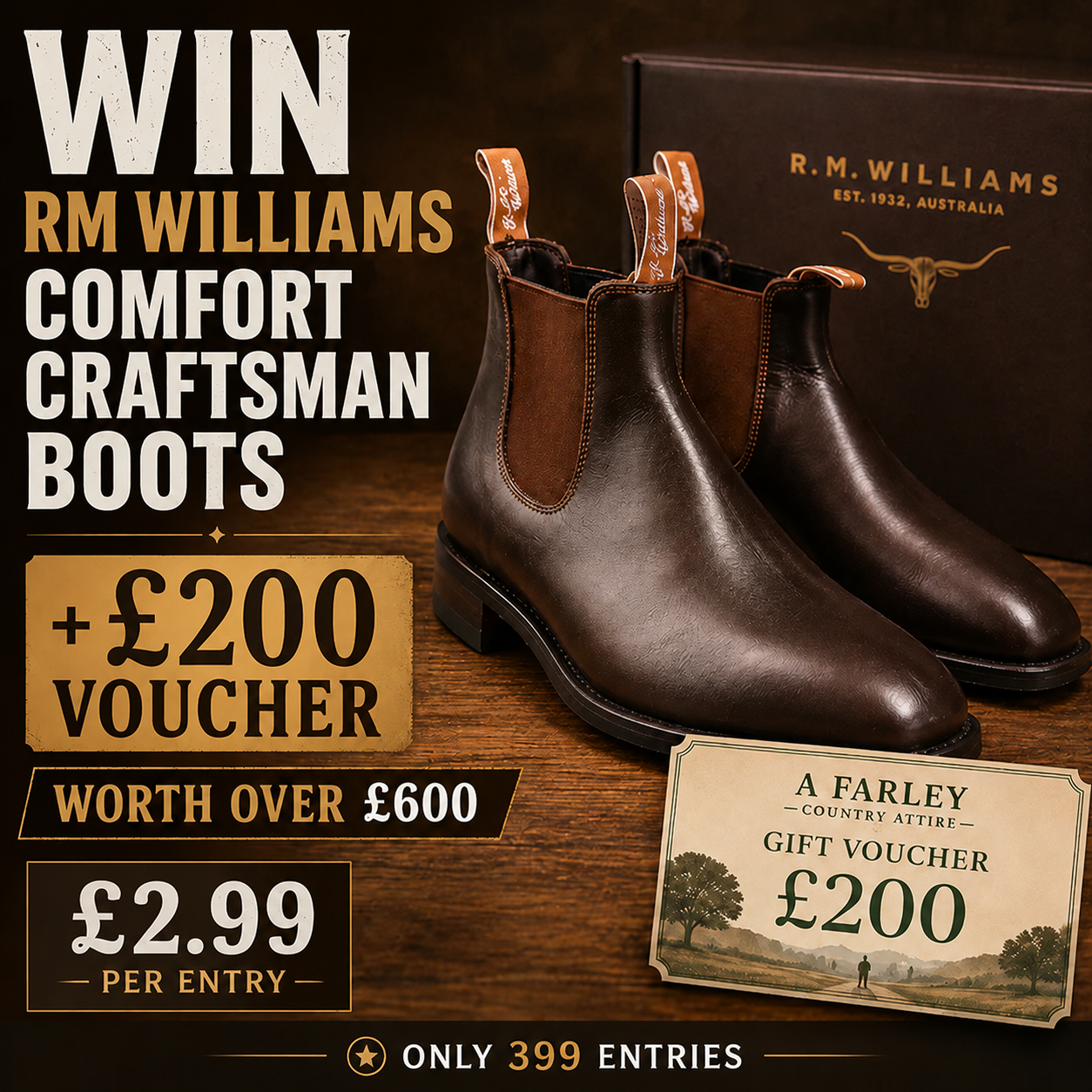 Won - RM Williams Comfort Craftsman Boots + £200 Voucher – Worth Over £600