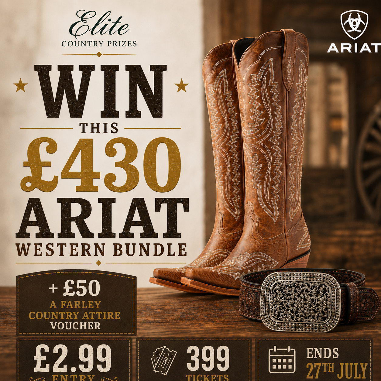 Win £430 Ariat Western Bundle – Casanova Boots, Belt & £50 Voucher