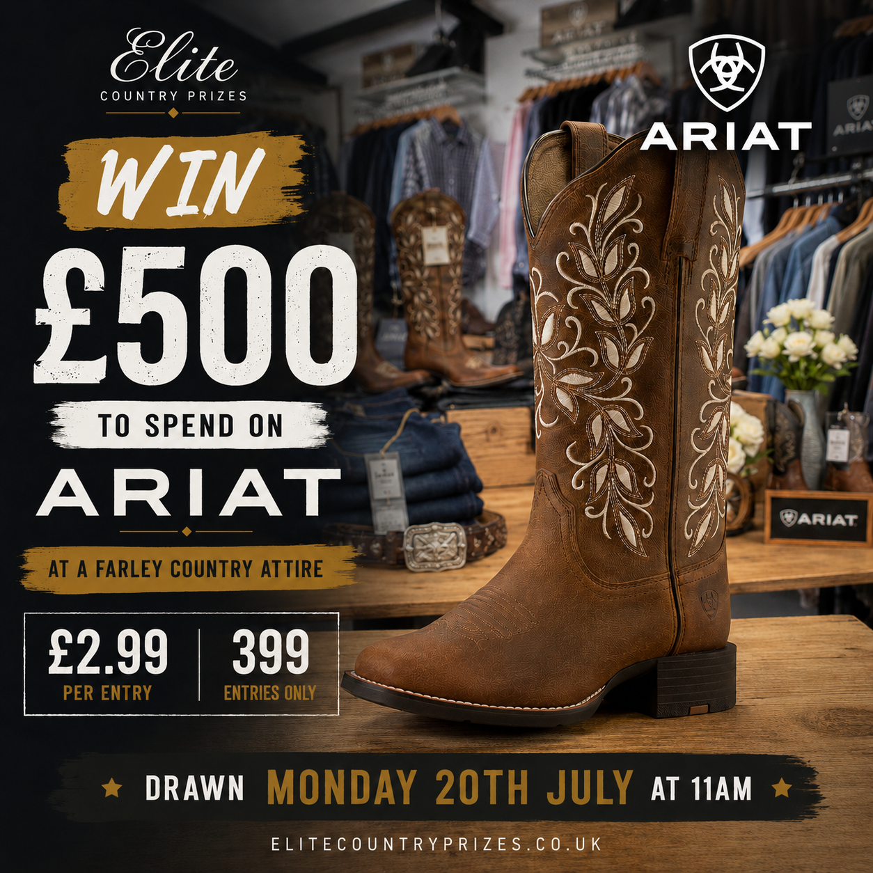 Win a £500 Ariat Shopping Spree at A Farley Country Attire!